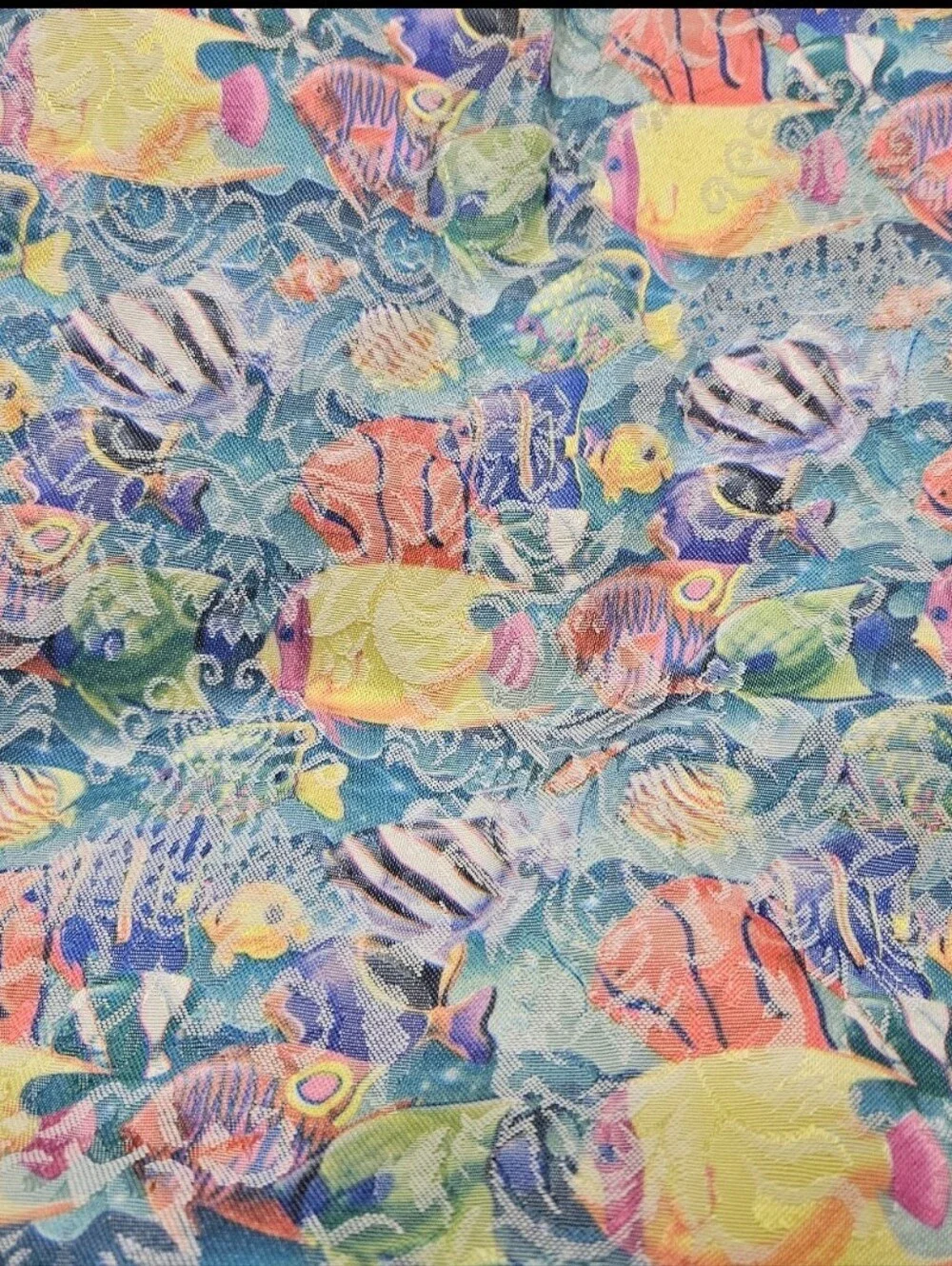 JC Penney Home Tropical Fish Jacquard Shower Curtain Coral Reef Tropical Bright